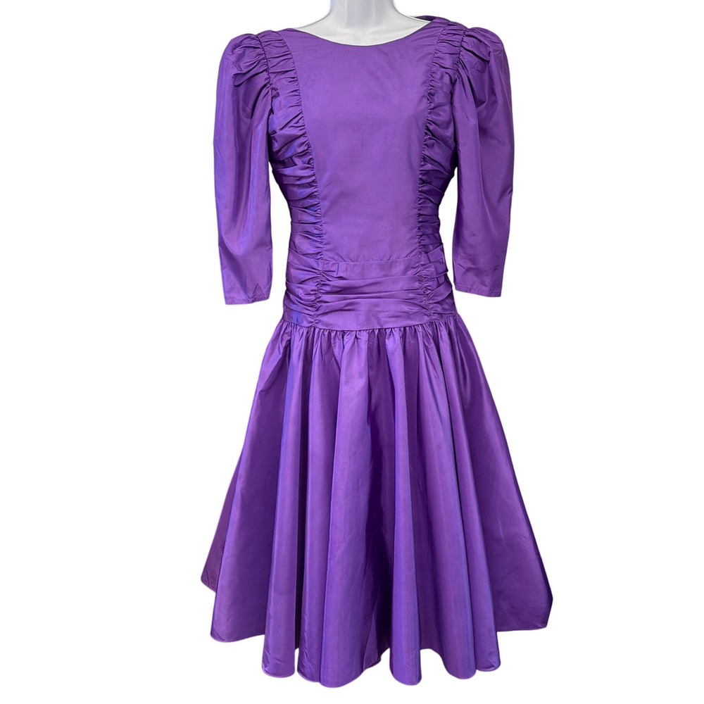 Vintage Sugar by Sugar House Purple Dress 80's Prom Retro Glam Party Maximalist